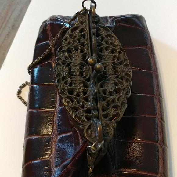 Browns Couture Leather Crossbody Clutch Purse - Picture 2 of 13